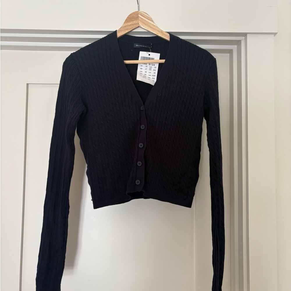 Brandy Melville Navy Blue Ribbed Cardigan
